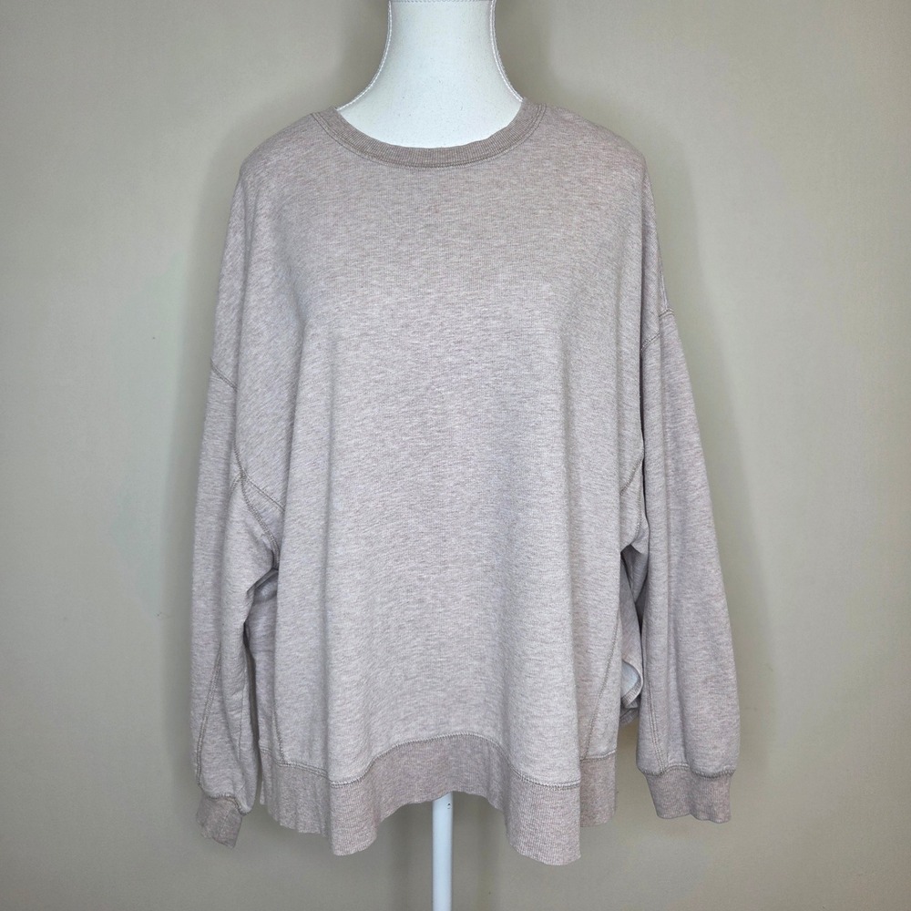 Z‎ Supply Womens Oversized Crewneck Sweatshirt Oatmeal Heather Medium